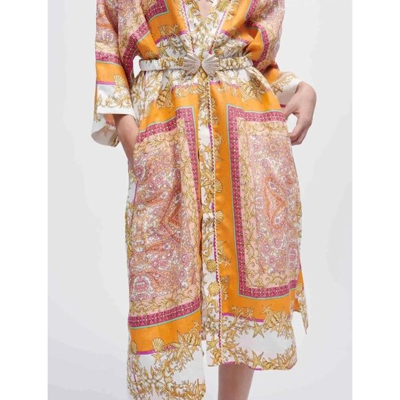 MAJE Linen Blend Kimono Top Voquillage Eu 38/ US Medium New With Tag - Picture 5 of 6